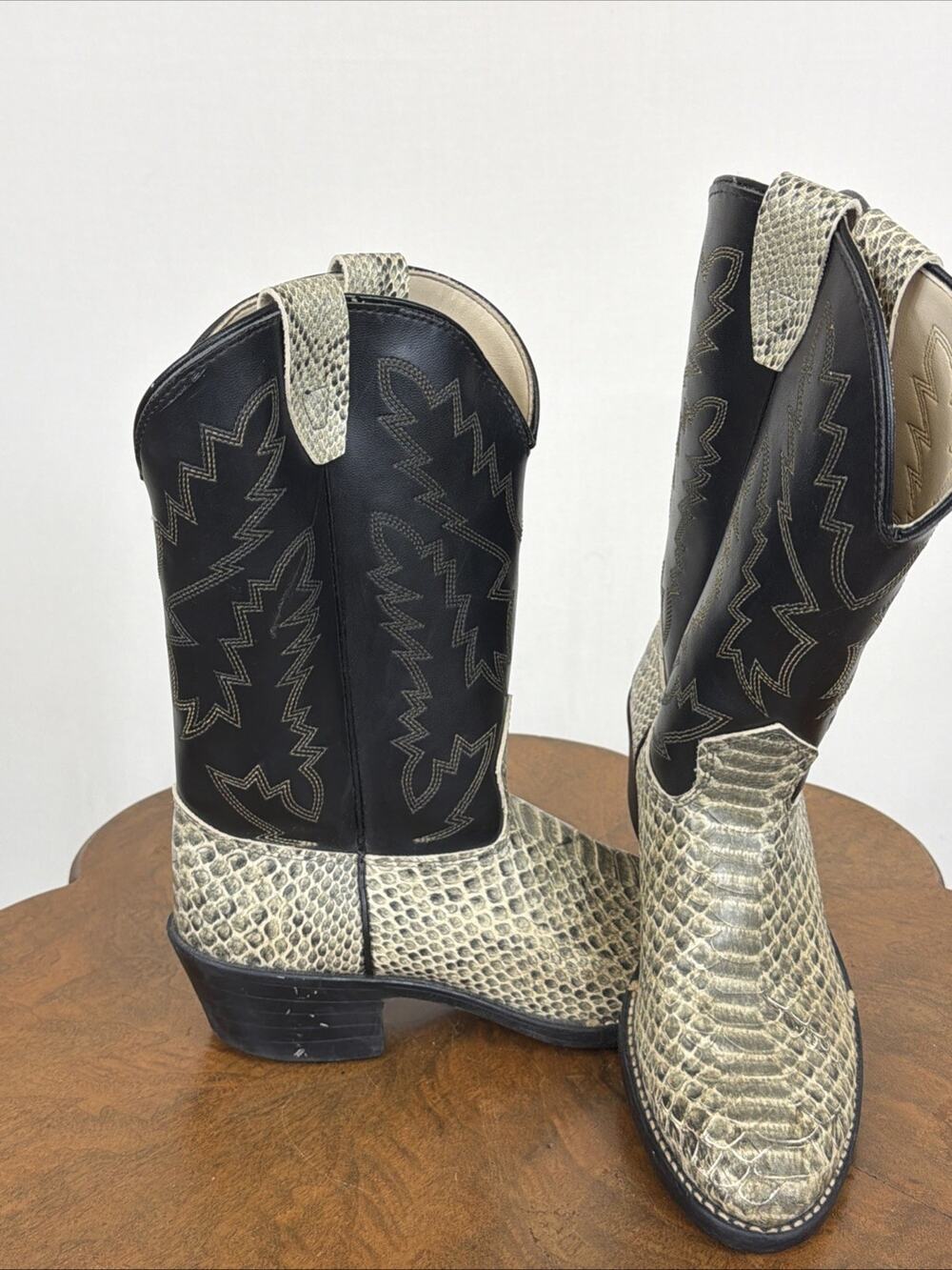 Texas Black Snakeskin Western Women's Boot Size 6.5 Two Tone Ladies Boots